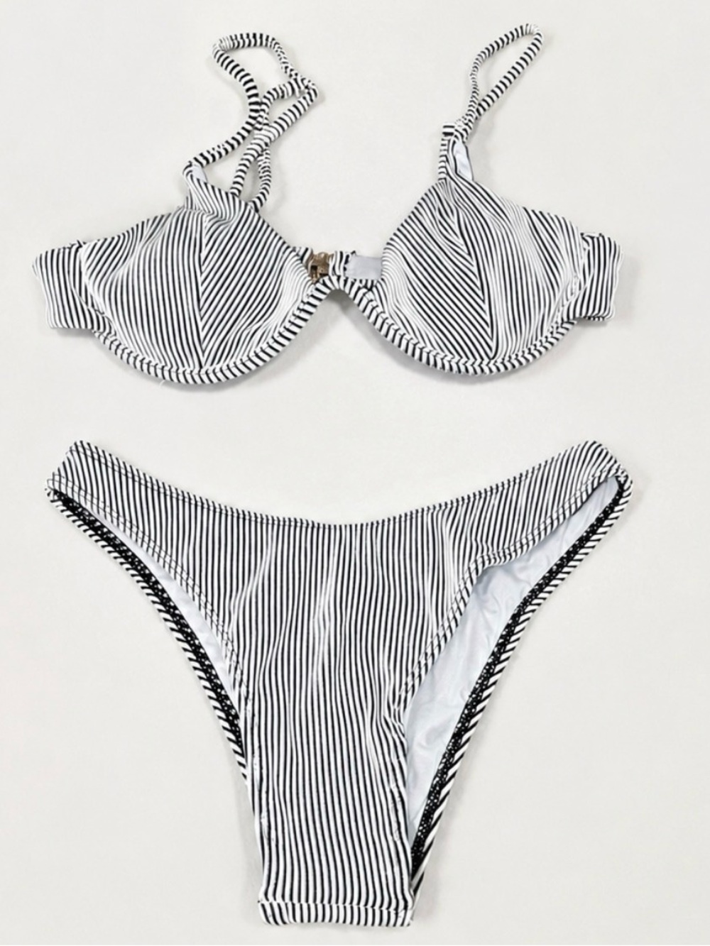 Black & White Striped Marilyn Bikini